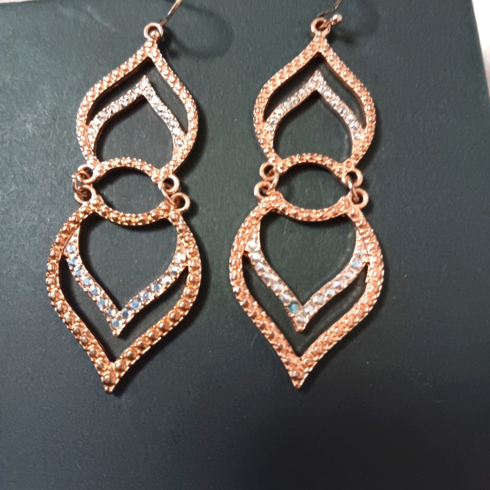 Beautiful Diamond Dangle Earrings - image 2